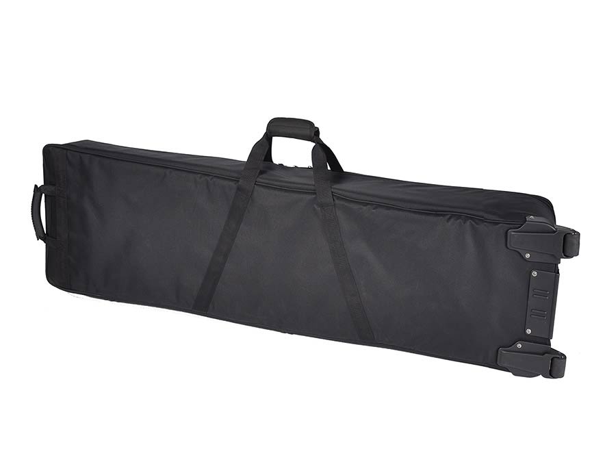 stage piano bag, 25 mm. padded, black & grey, with wheels, 1400 x 380 x 165 mm.