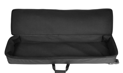 stage piano bag, 25 mm. padded, black & grey, with wheels, 1400 x 380 x 165 mm.