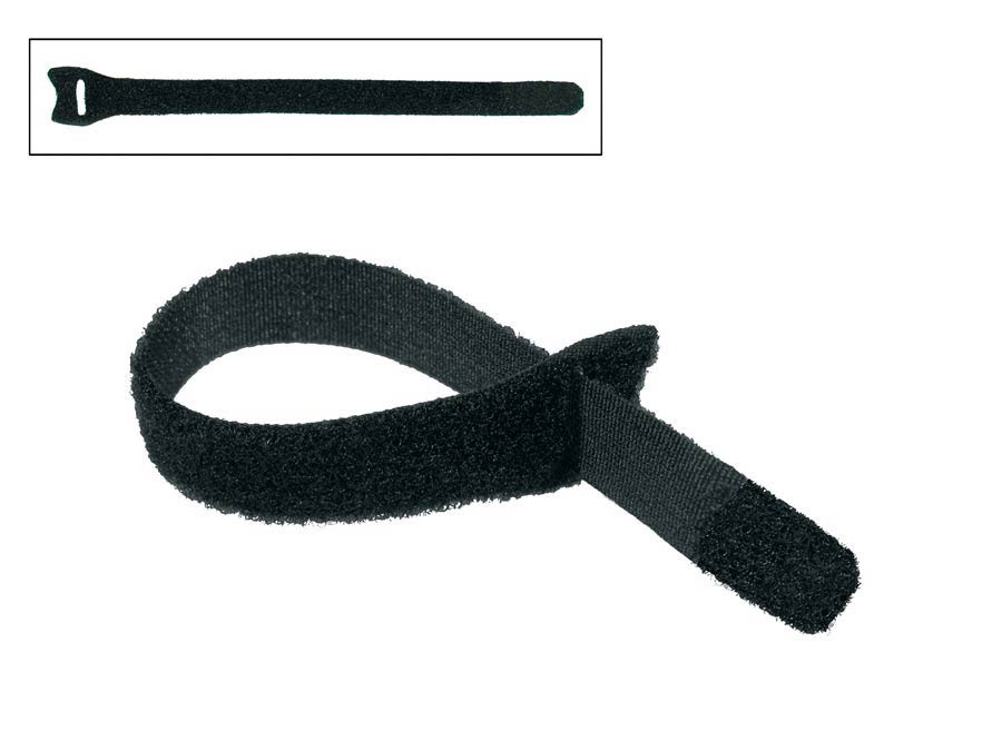 velcro cable tie, black, 10x200 mm, 12 pcs