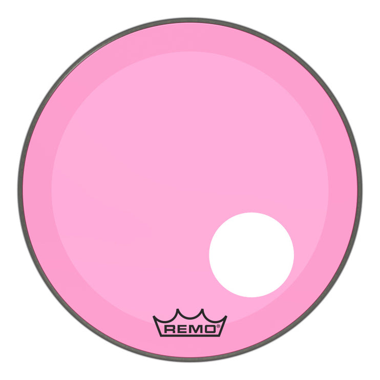 Remo - P3-1320-CT-PKOH - Powerstroke 3 Colortone bass drumhead, pink, 20", with 5" offset hole