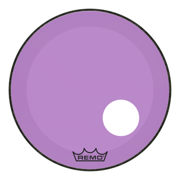 Remo - P3-1322-CT-PUOH - Powerstroke 3 Colortone bass drumhead, purple, 22", with 5" offset hole