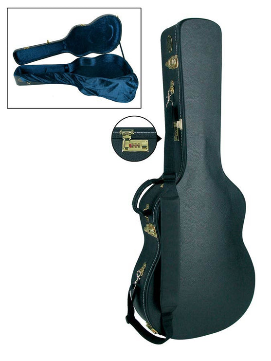 Boston - CCL-534 - Deluxe Case For 3/4-scale Classic Guitar, Wood, Arched, Shaped Model, With Lock And Shoulder Strap