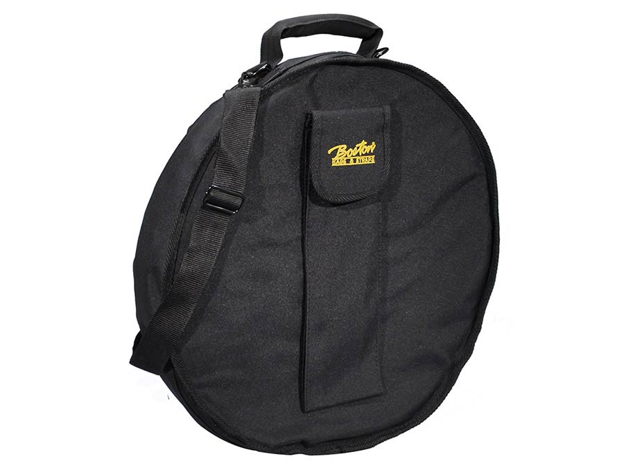 bodhran gig bag, black cordura, 10 mm. padded, with strap and accessory pocket, 16"