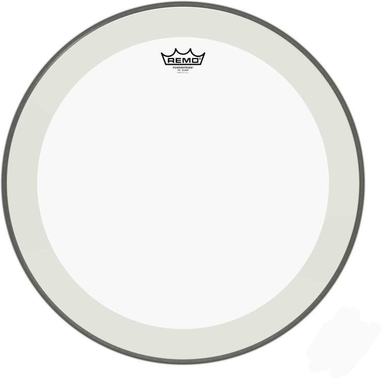 Remo - P4-1320-C2 - 20" Powerstroke 4 Clear Bass Drum Head with double layer and clear dot