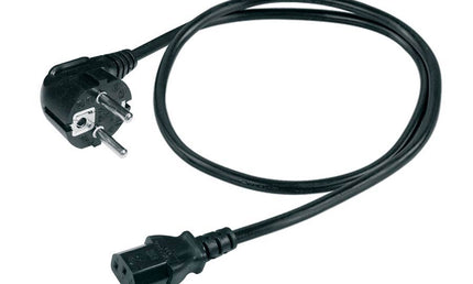 power cable, black, 3 x 0,75  mm, 2 europlug, 250 volt, 1.8 meter