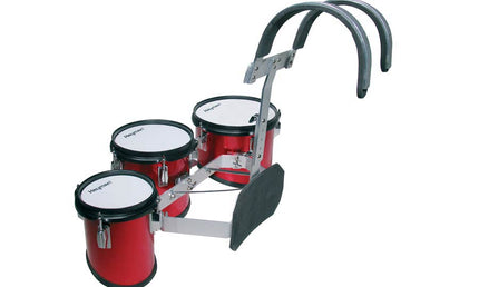 junior multi tenor trio drum, 6 inch + 8 inch + 10 inch, red, with aluminum harness