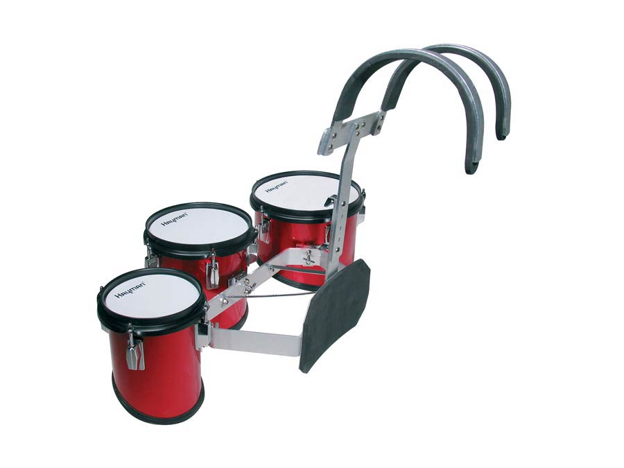 junior multi tenor trio drum, 6 inch + 8 inch + 10 inch, red, with aluminum harness