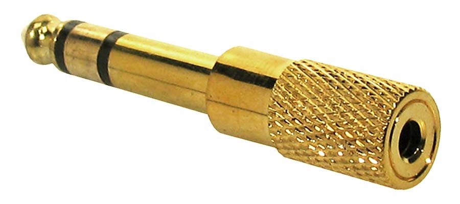 Boston - AT-165-G - Adaptor, 3,5mm Jack Female Stereo, 6,3mm Jack Male Stereo, Gold Metal