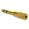 adaptor, 3,5mm jack female stereo, 6,3mm jack male stereo, gold metal