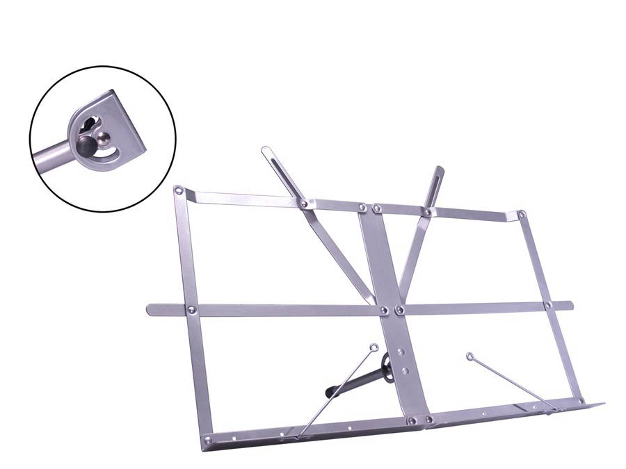 table top music stand, foldable, silver