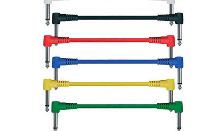 patch cables, mono, 6-pack, 6 colors, moulded angled jacks, 0.15 meter