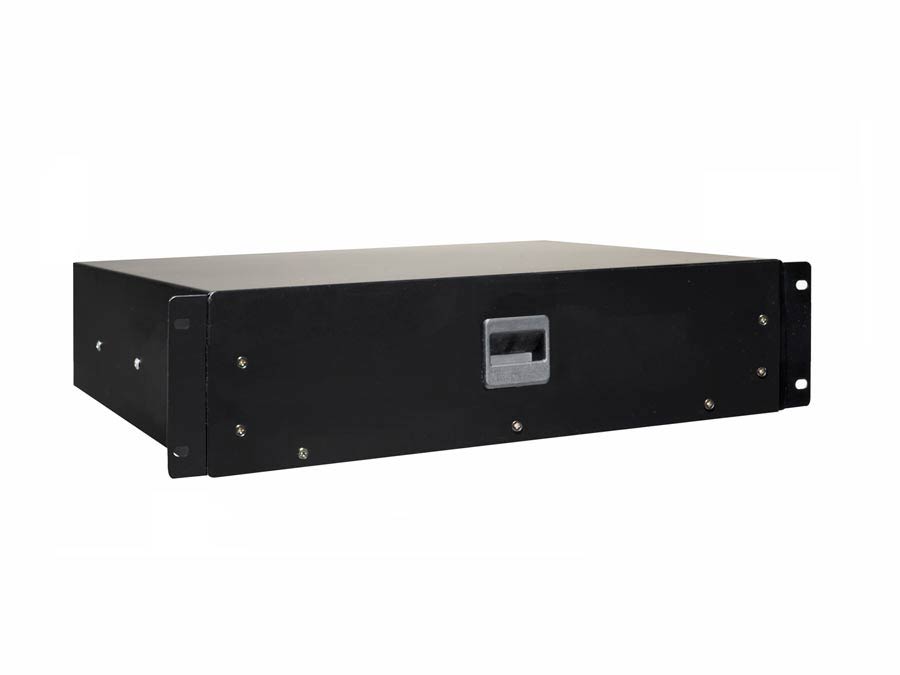 19 inch rack drawer 2HE with lift lock, internal height 73mm