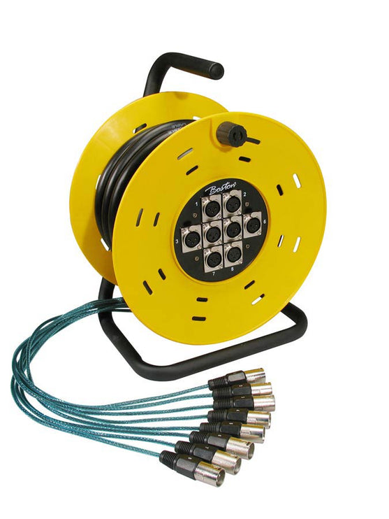 cable drum, 15 meter, in 8 xlr female, out 8 xlr male