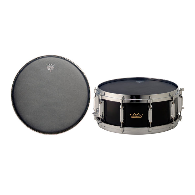 Remo - ES-0814-10 - 14" Ebony Suede Ambassador Matt snare head with reinforced black dot