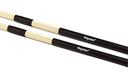 drum rods, black handle, 19 rods, rubber ring, length 400 mm., head diameter 15 mm., bamboo