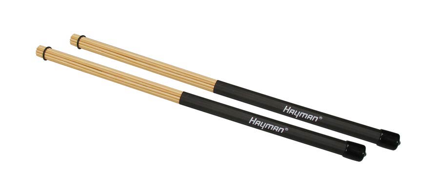 drum rods, black handle, 12 rods, solid core, length 400 mm., head diameter 15 mm., bamboo