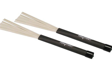 brushes, black rubber handle, retractable, white nylon bristles