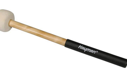 bass drum mallet, 320 mm. wood handle, rubber grip, 52 mm. felt head