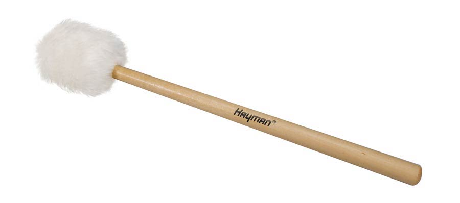 bass drum mallet, 400 mm. maple handle, 70 mm. felt core fur head