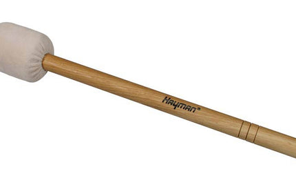 bass drum mallet, 415 mm. oak handle, 75 mm. solid wood core cloth head