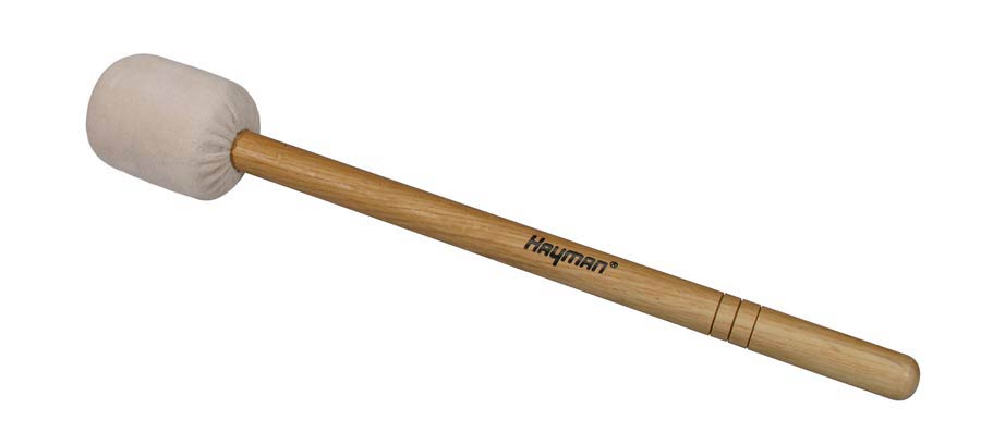 bass drum mallet, 415 mm. oak handle, 75 mm. solid wood core cloth head