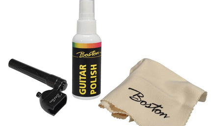 guitar maintenance kit, polish, cloth and string winder