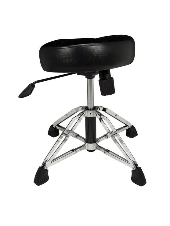 drumthrone, adjustable height (pneumatic), double braced legs, saddle seat