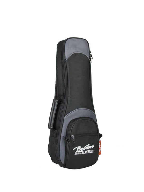 Boston - UKS-25-BG - Gig Bag For Ukulele, 25 Mm. Padding, Black And Grey, Multiple Pockets, Soprano Shape