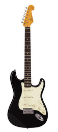 electric guitar 62 vintage style, 3 single coil pickups, vintage tremolo, black, incl. gig bag