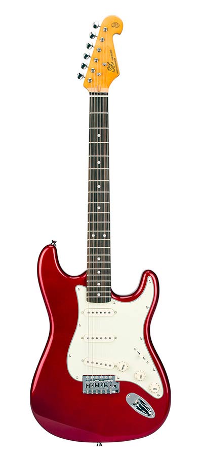 SX SST62-CAR Retro Series elektrische gitaar met tas – candy apple red