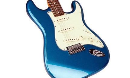 electric guitar 62 vintage style, 3 single coil pickups, vintage trem, lake placid blue, gig bag