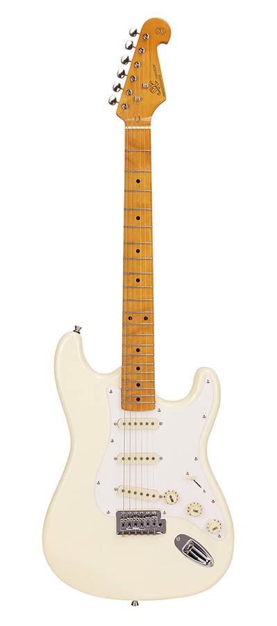 SX SST57-VWH Retro Series elektrische gitaar met tas – vintage white