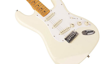 electric guitar 57 vintage style, 3 single coil pickups, vintage trem, vint. white, gig bag