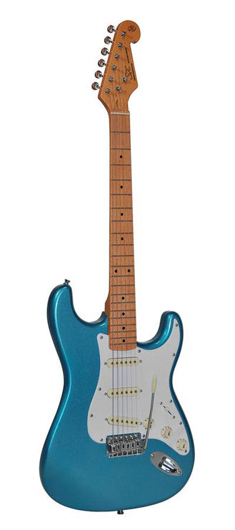 electric guitar 57 vintage style, 3 single coil pickups, vintage trem, lake placid blue, gig bag