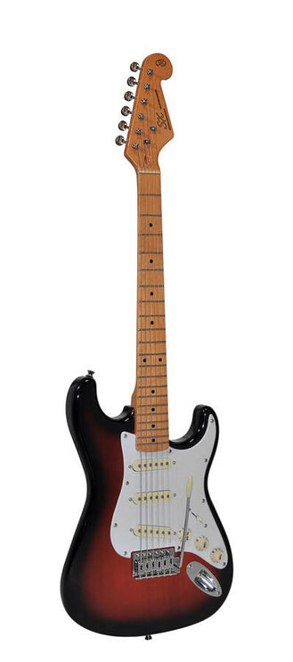 electric guitar 57 vint. style, 3/4 scale, 3 single coil PU, vintage tremolo, sunburst, gig bag