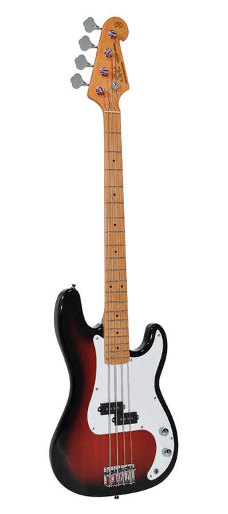 57 vintage P-style electric bass guitar, with split single coil pickup, with bag, sunburst