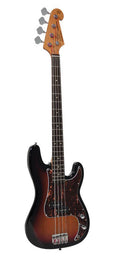 62 vintage P-style electric bass guitar, with split single coil pickup, with bag, sunburst