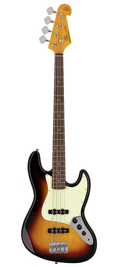 SX: 62 J-Style Elektrische Basgitaar, 2 Single Coil Pickups, Tas,