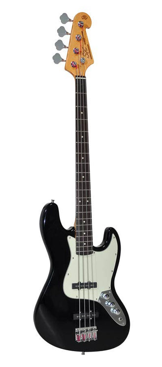 62 vintage J-style electric bass guitar, 2x single coil pickup, with bag, black