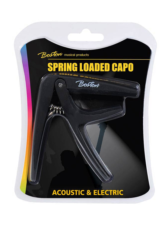 spring loaded capo for acoustic or electric guitar, black