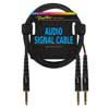 audio signal cable, 2x 6.3mm jack mono to 6.3mm jack stereo, 0.75 meter