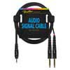 audio signal cable, 3.5mm jack stereo to 2x 6.3mm jack mono, 0.75 meter