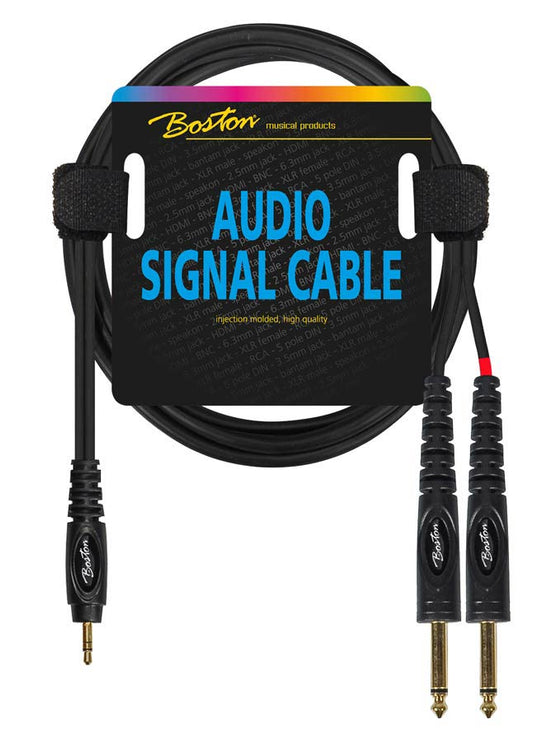 Boston - AC-263-300 - Audio Signal Cable, 3.5mm Jack Stereo To 2x 6.3mm Jack Mono, 3.00 Meter