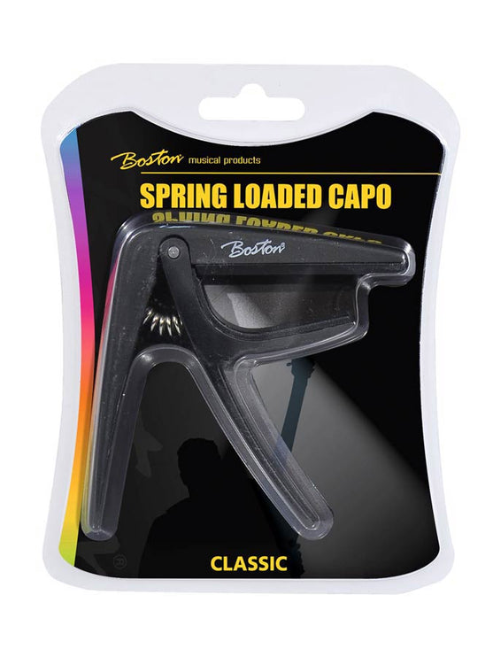 spring loaded capo for classic guitar, black