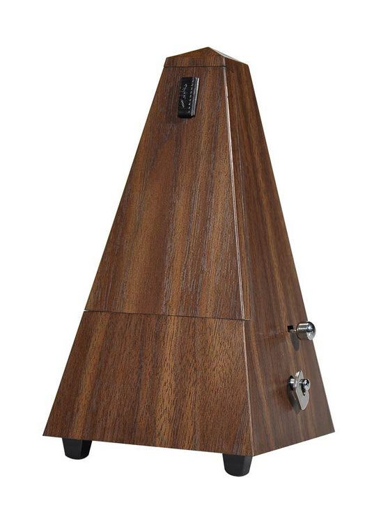 mechanical metronome with bell (0-2-3-4-6), 40-208 bpm, pyramid model, wood grain