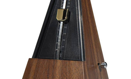 mechanical metronome with bell (0-2-3-4-6), 40-208 bpm, pyramid model, wood grain