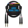 audio signal cable, 2x RCA to 2x 6.3mm jack mono, 0.75 meter