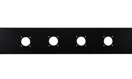 19 inch rack panel, 2 HE, metal, black, rack plate, bended edge, 4x 32mm speaker twist holes