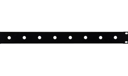 19 inch rack panel, 1 HE, metal, black, rack plate, bended edge, 1/4 jack holes, 8x 11,5mm