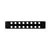 19 inch rack panel, 2 HE, metal, black, rack plate, bended edge, 16x 24mm XLR holes